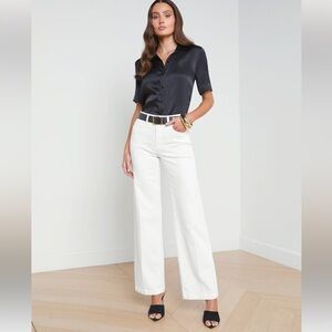 L’agence Scottie Wide-Leg Jean Blanc Size 32 NWT